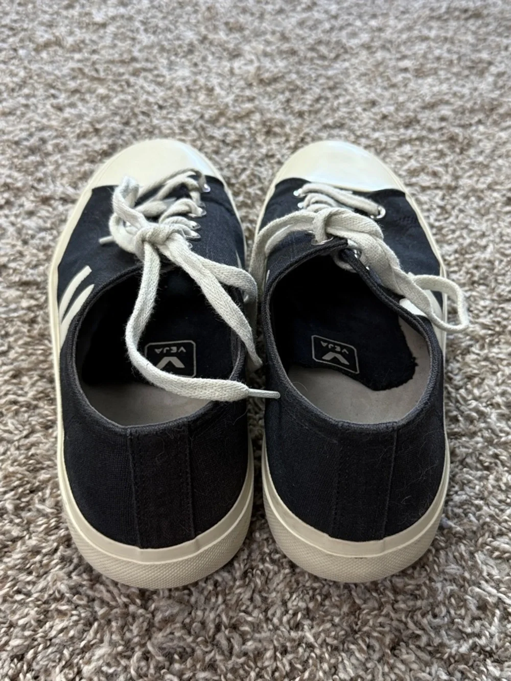 Veja Black and White Low-Top Canvas Sneaker - Picture 5 of 9